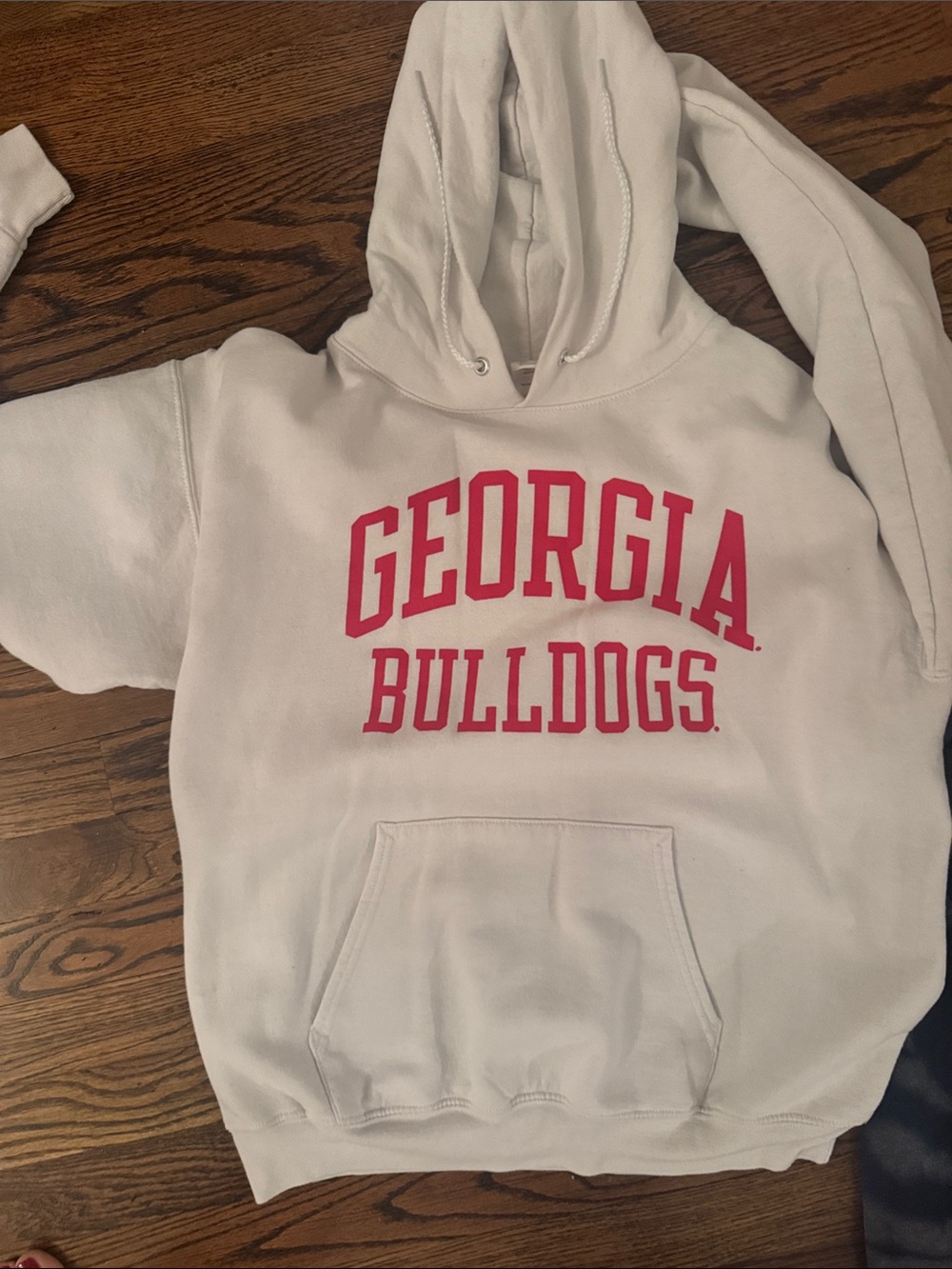 Hanes White Hoodie with Red "Georgia Bulldogs" Print